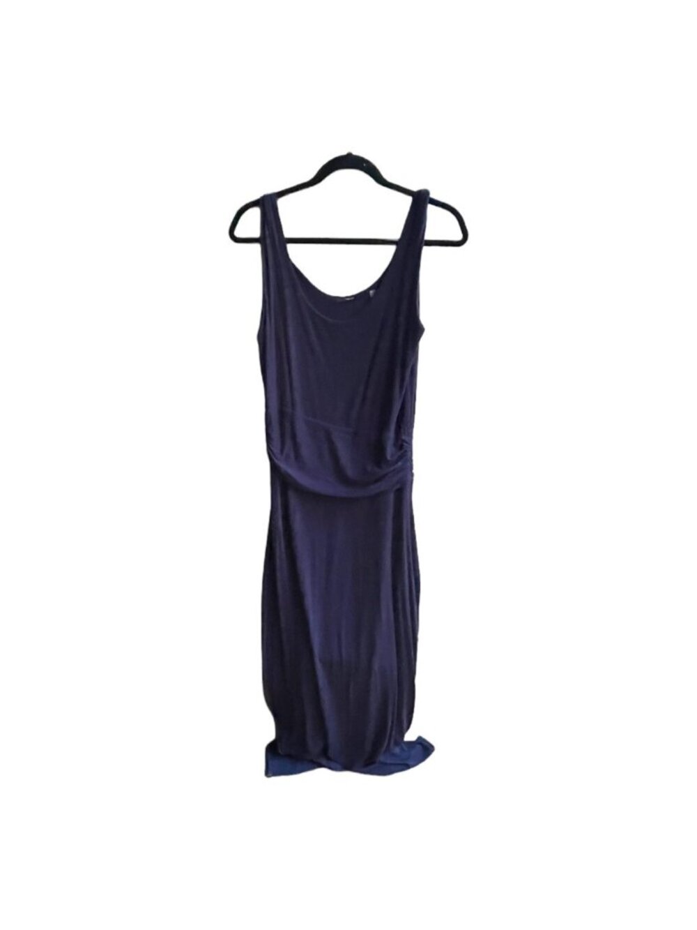 Tahari Size S Navy Blue Jersey Sleeveless Ruched Tank Maxi Dress